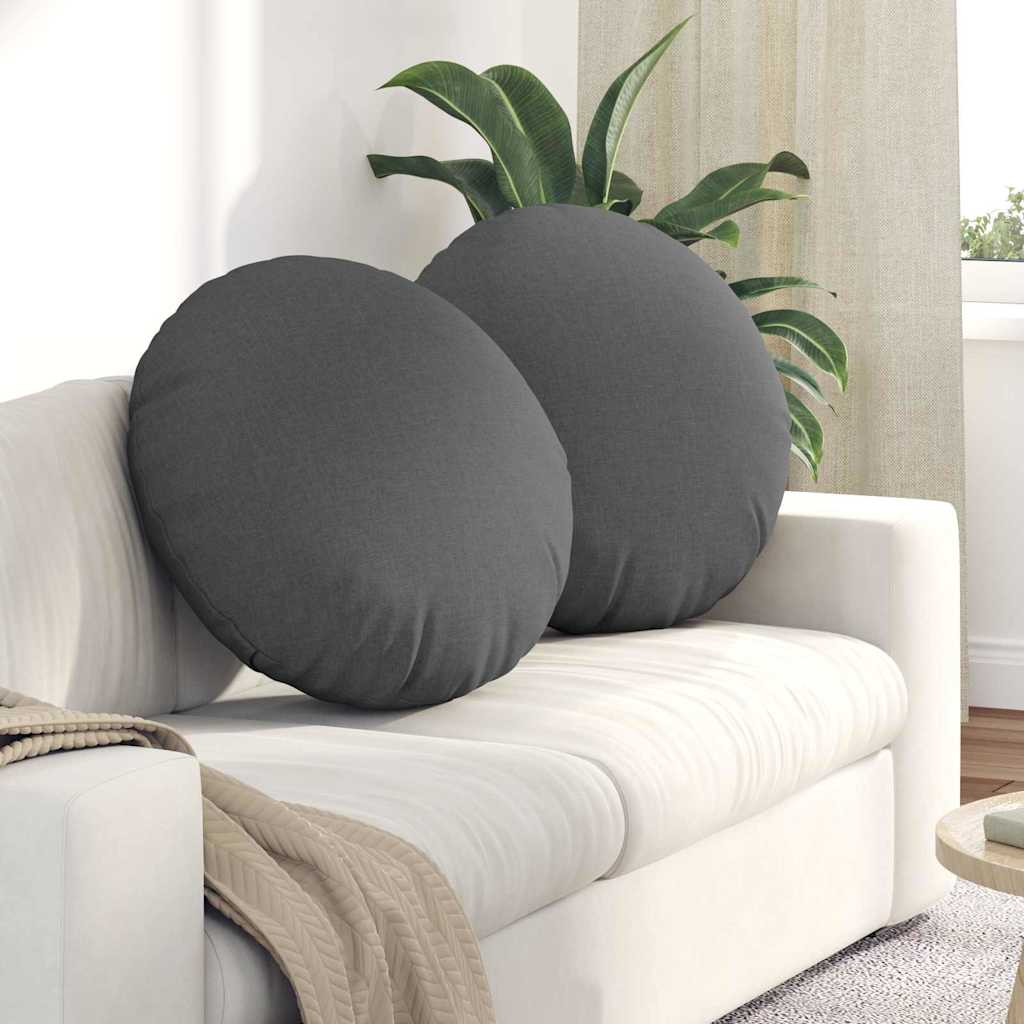 Cuscini per Seduta 2 pcs Grigio scuro Ã˜60 x 21 cm Tessuto