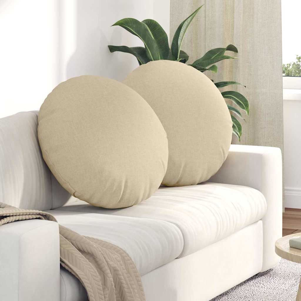 Cuscini per Seduta 2 pcs Crema Ã˜60 x 21 cm Tessuto