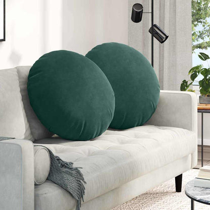 Cuscini per Seduta 2 pcs Verde Scuro Ã˜ 40 x 13 cm Velluto
