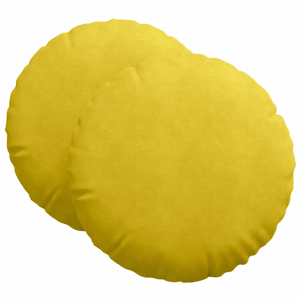 Cuscini per Seduta 2 pcs Giallo Ã˜ 40 x 13 cm Velluto