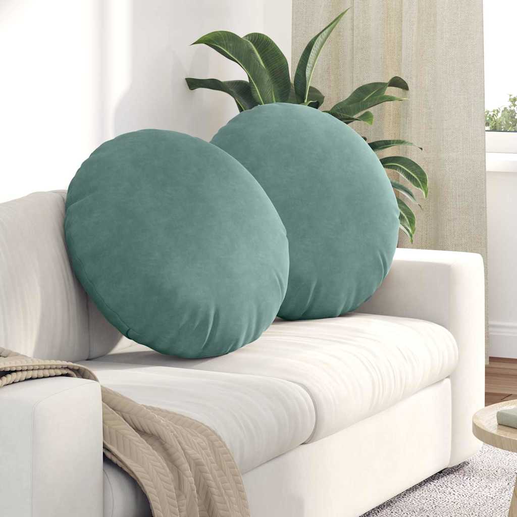 Cuscini per Seduta 2 pcs Verde Mare Ã˜ 40 x 13 cm Velluto
