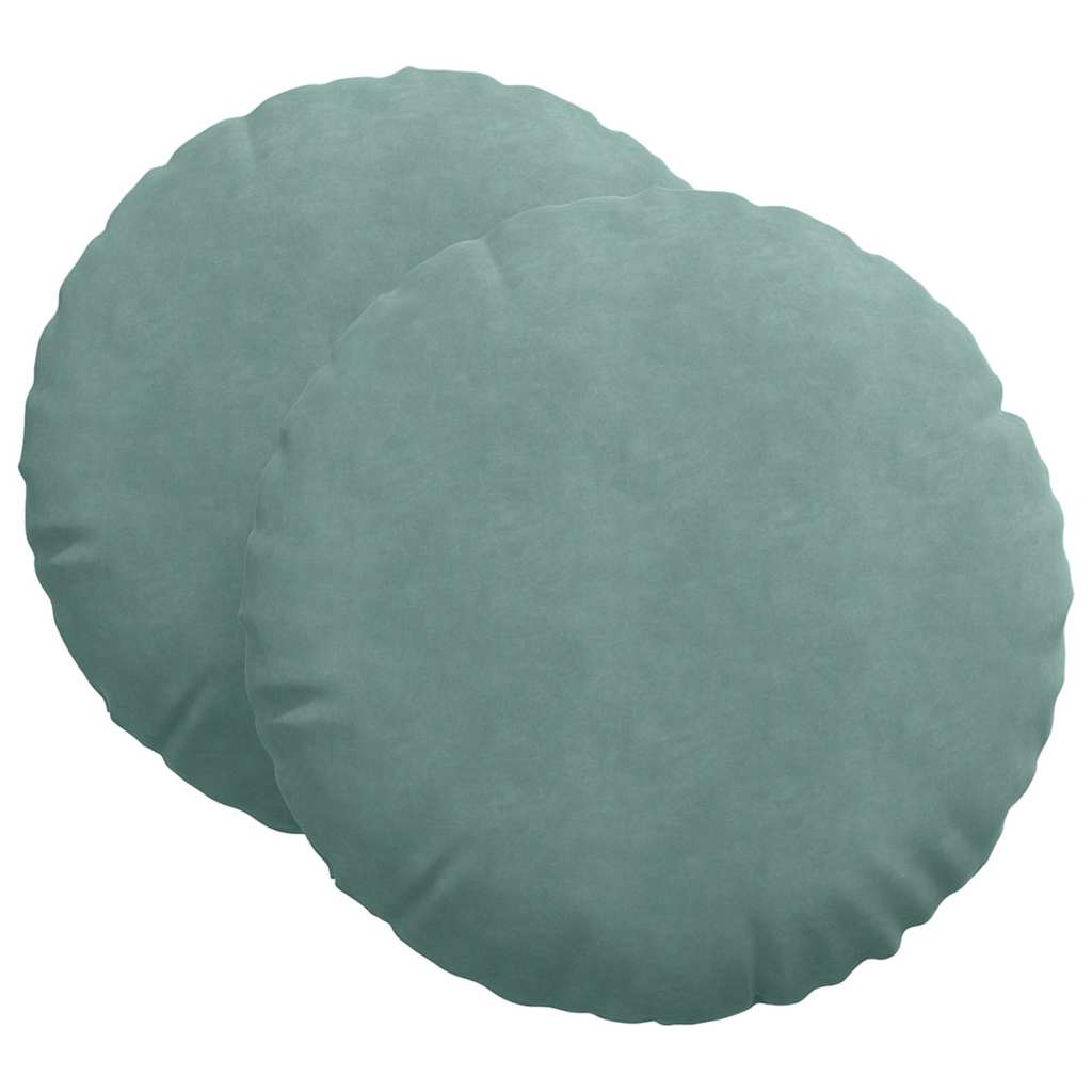 Cuscini per Seduta 2 pcs Verde Mare Ã˜ 40 x 13 cm Velluto