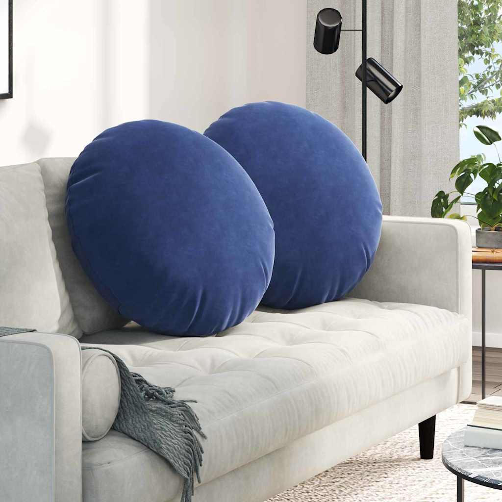 Cuscini per Seduta 2 pcs Blu Polizia Ã˜ 40 x 13 cm Velluto