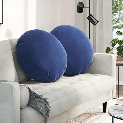 Cuscini per Seduta 2 pcs Blu Polizia Ã˜ 40 x 13 cm Velluto