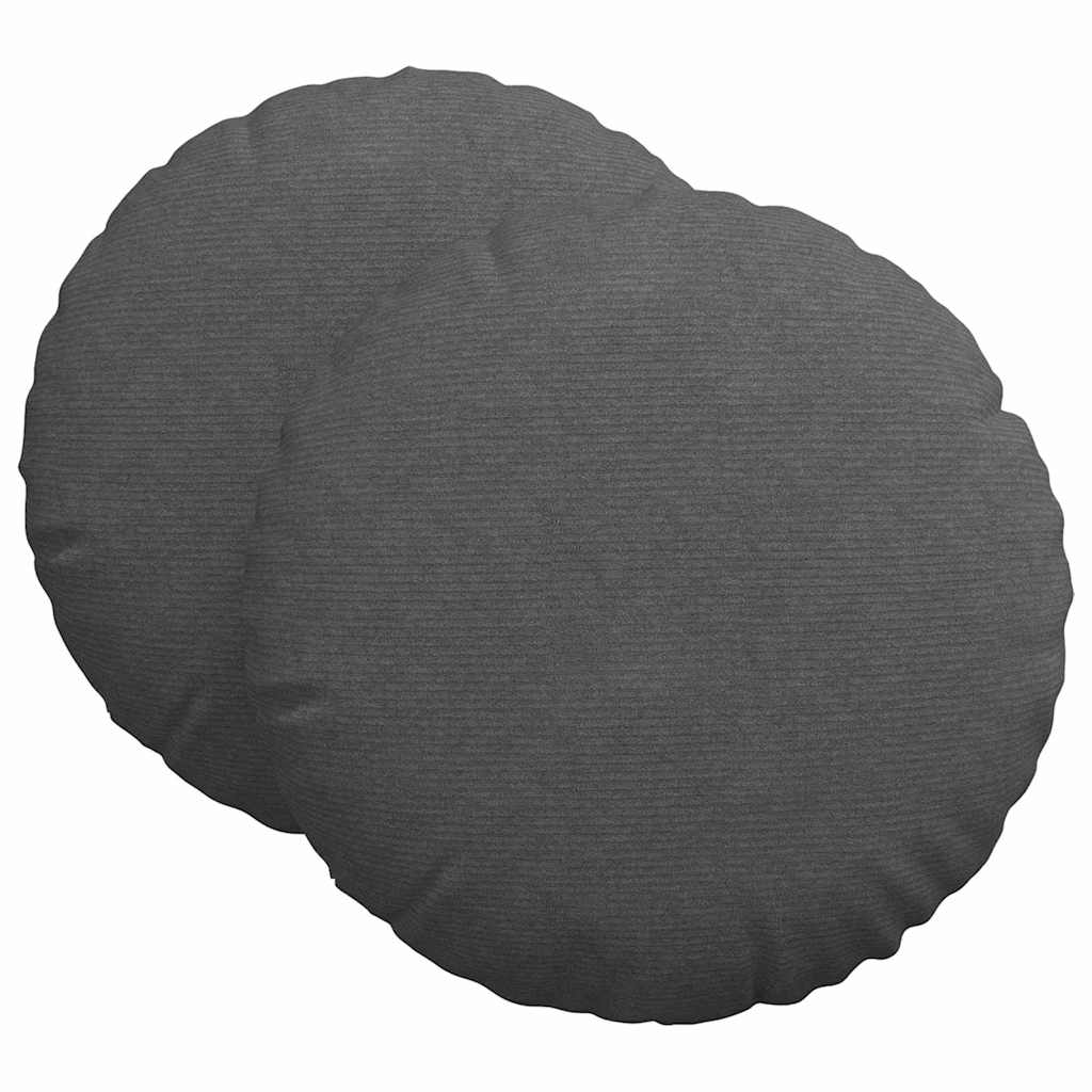 Cuscini per Seduta 2 pcs Grigio scuro Ã˜ 60 cm Tessuto in Cords