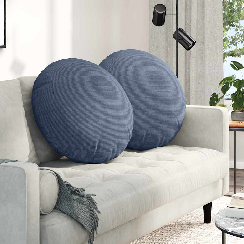Cuscini per Seduta 2 pcs Blu Ã˜ 60 cm Tessuto in Cords