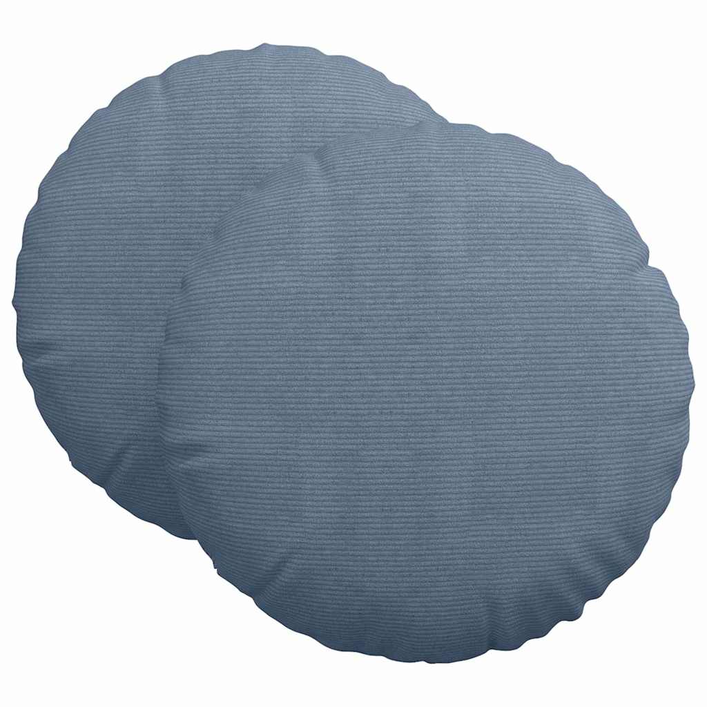 Cuscini per Seduta 2 pcs Blu Ã˜ 60 cm Tessuto in Cords