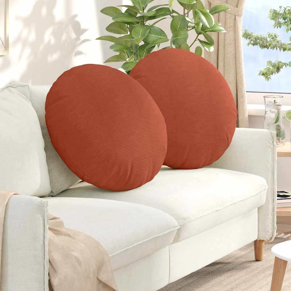 Cuscini per Seduta 2 pcs Rosso Arancio Ã˜ 60 cm Tessuto in Cords