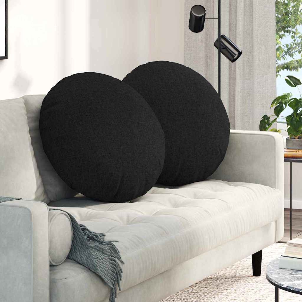 Cuscini per Seduta 2 pcs Nero Ã˜80 x 29 cm Tessuto