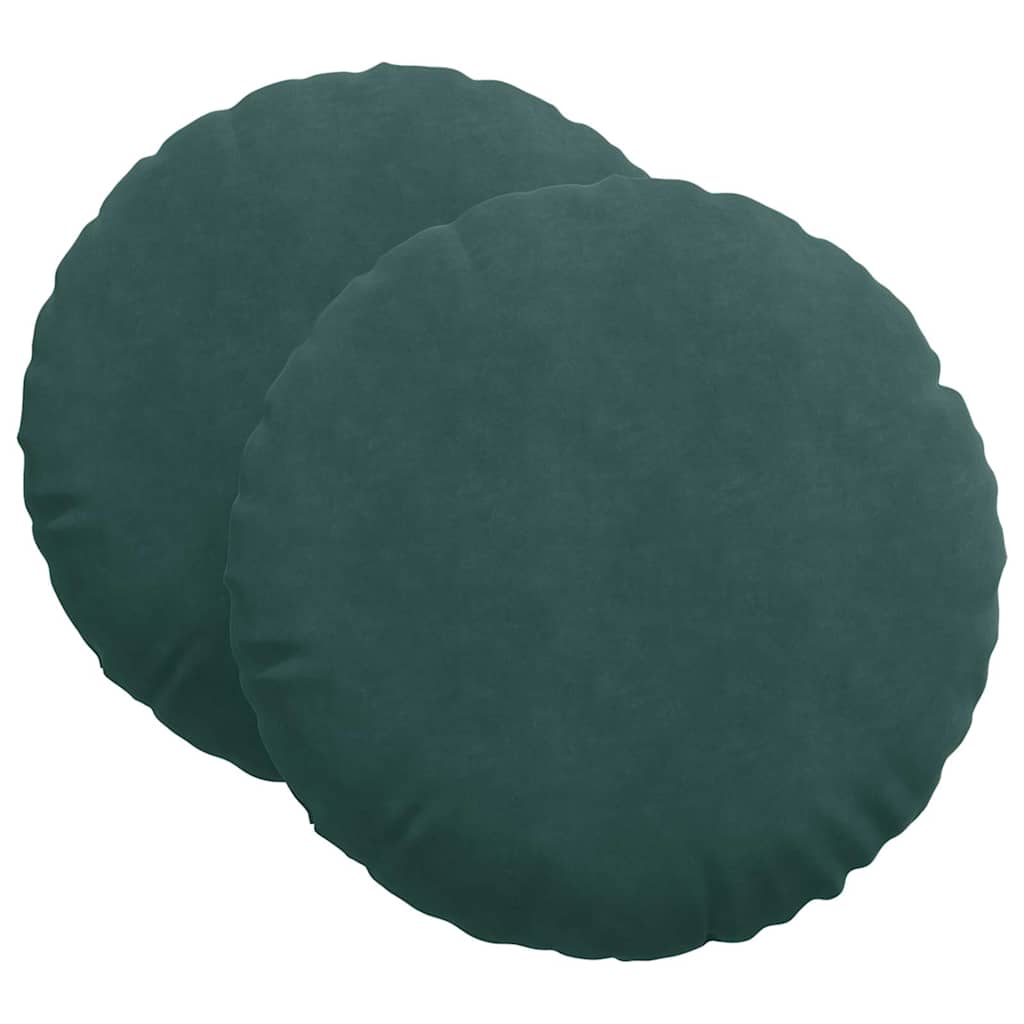 Cuscini per Seduta 2 pcs Verde Scuro Ã˜ 80 x 29 cm Velluto