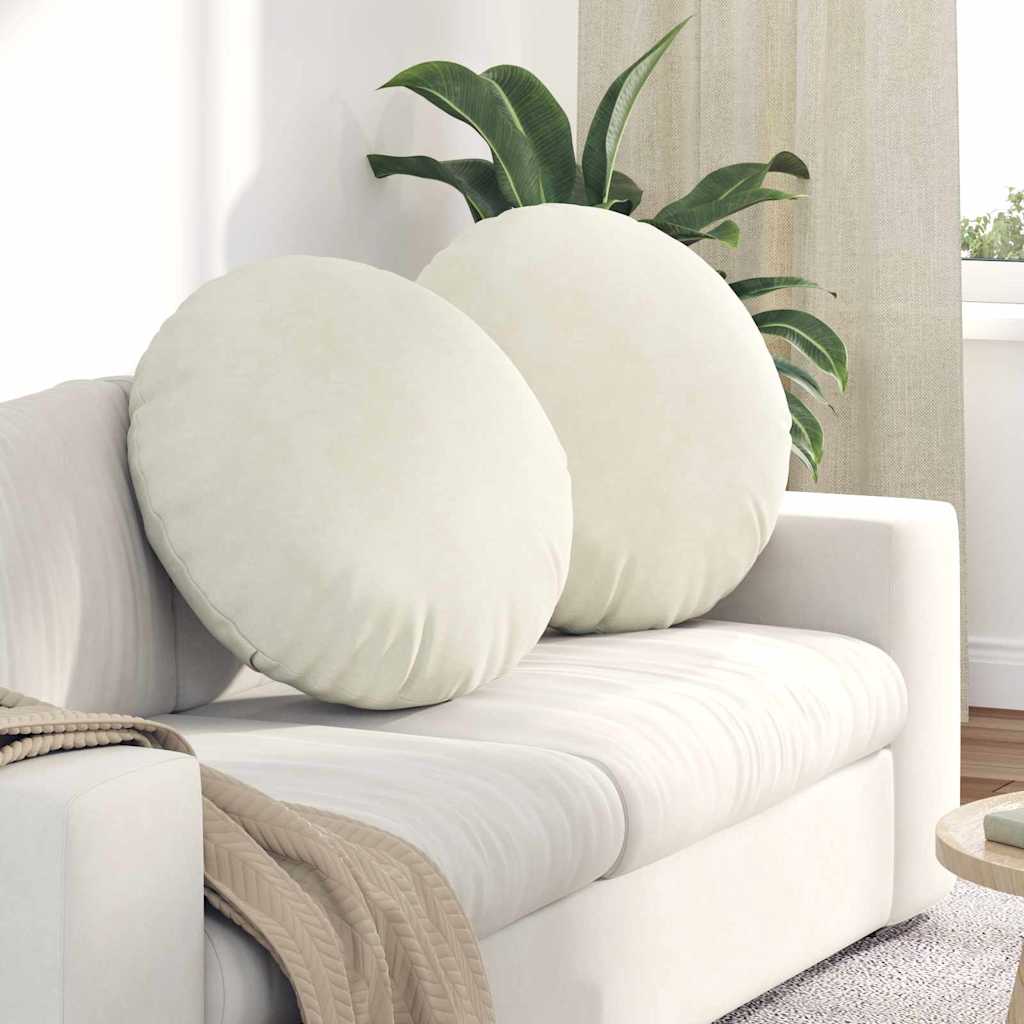 Cuscini per Seduta 2 pcs Crema Ã˜ 80 x 29 cm Velluto