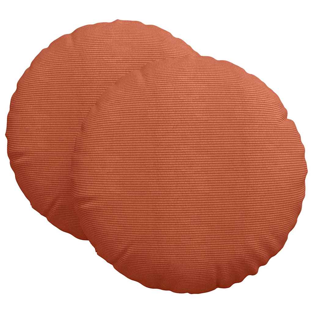 Cuscini per Seduta 2 pcs Rosso Arancio Ã˜ 80 cm Tessuto in Cords