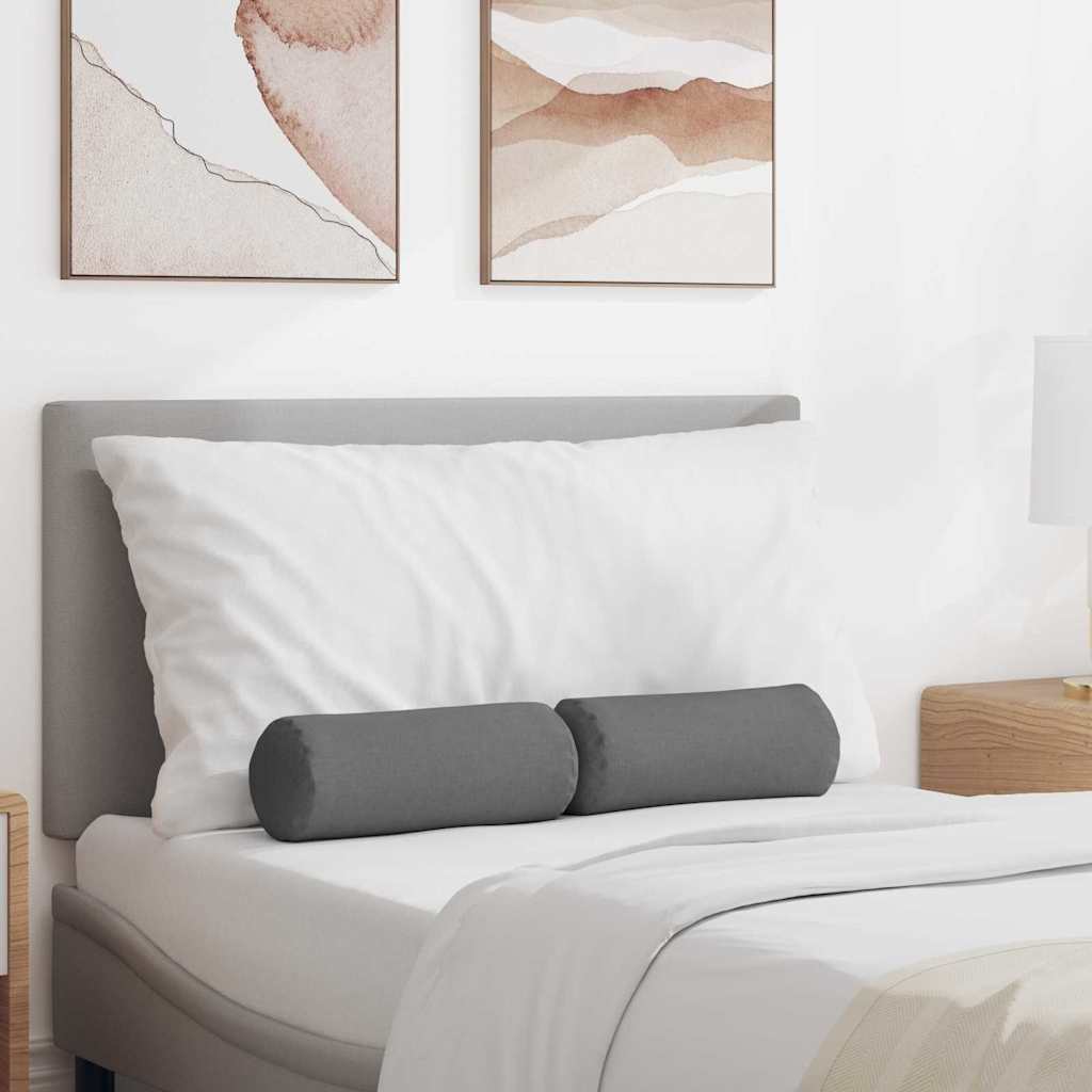 Cuscini a rullo 2 pcs Grigio scuro Ã˜ 15 x 40 cm Tessuto
