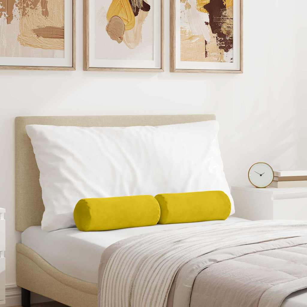 Cuscini a rullo 2 pcs Giallo Ã˜ 15 x 40 cm Tessuto in Cords
