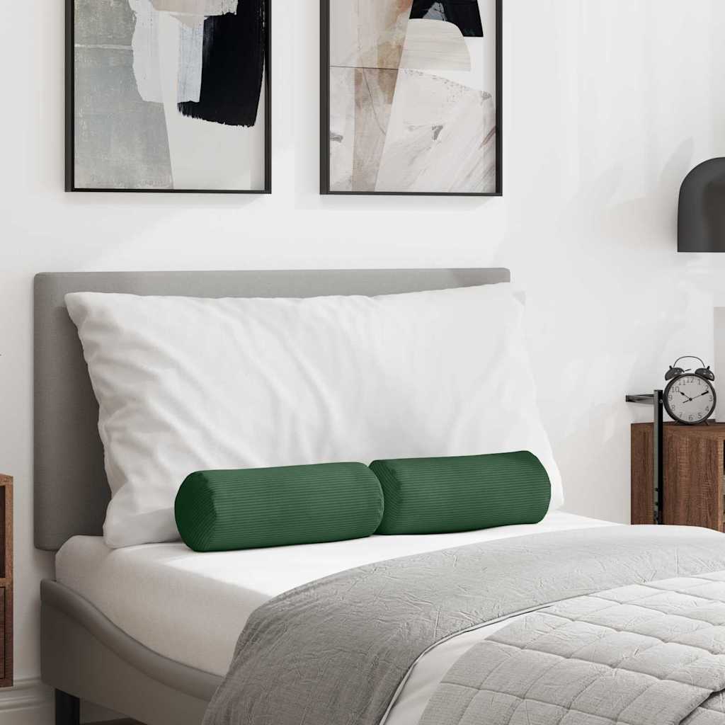 Cuscini a rullo 2 pcs Verde Scuro Ã˜ 15 x 40 cm Tessuto in Cords