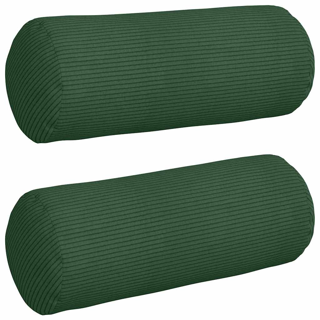Cuscini a rullo 2 pcs Verde Scuro Ã˜ 15 x 40 cm Tessuto in Cords