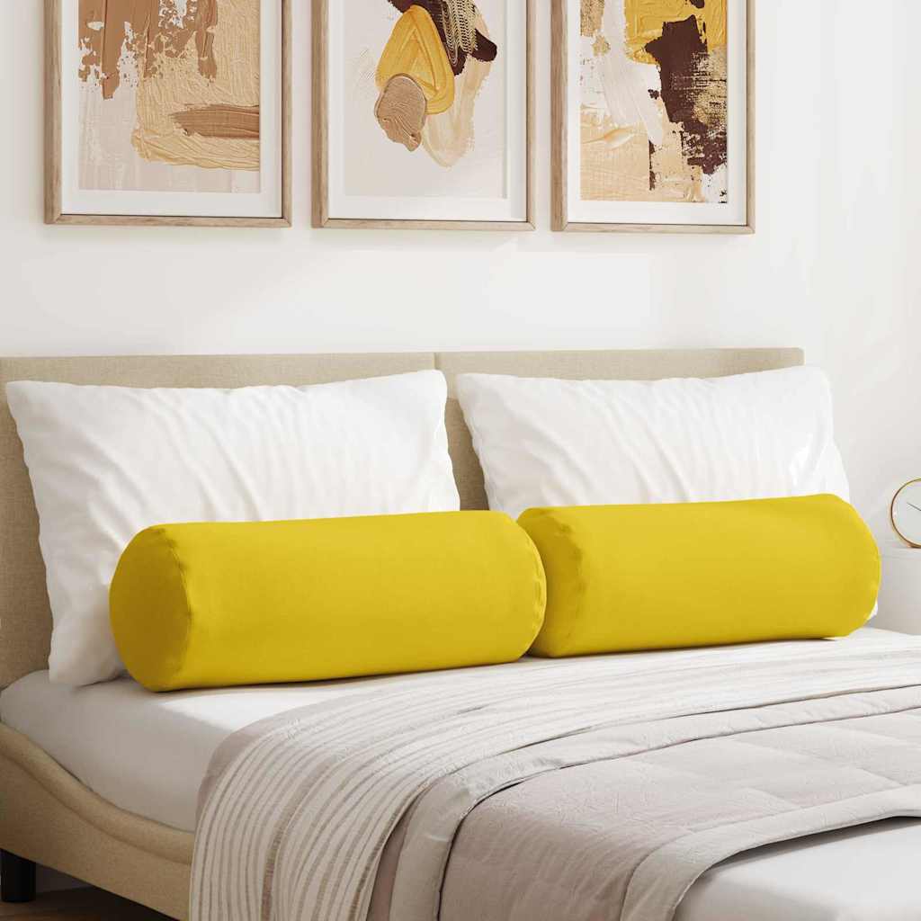 Cuscini a rullo 2 pcs Giallo Chiaro Ã˜ 25 x 70 cm Tessuto
