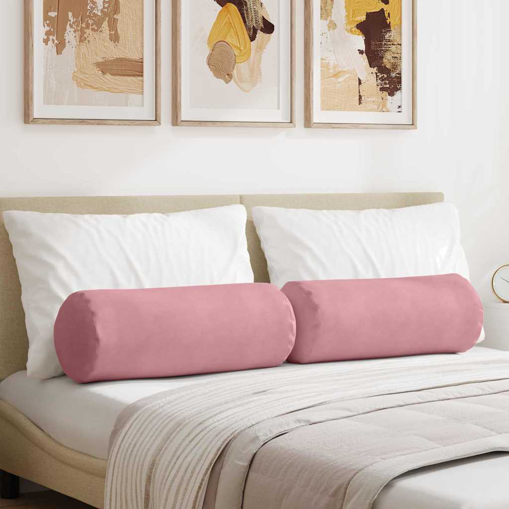 Cuscini a rullo 2 pcs Rosa Ã˜ 25 x 70 cm Tessuto in Cords
