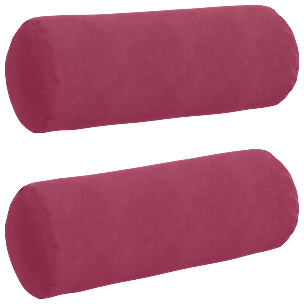 Cuscini a rullo 2 pcs Rosso Vino Ã˜ 25 x 70 cm Tessuto in Cords