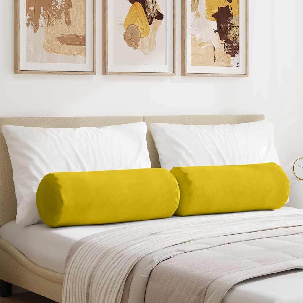Cuscini a rullo 2 pcs Giallo Ã˜ 25 x 70 cm Tessuto in Cords
