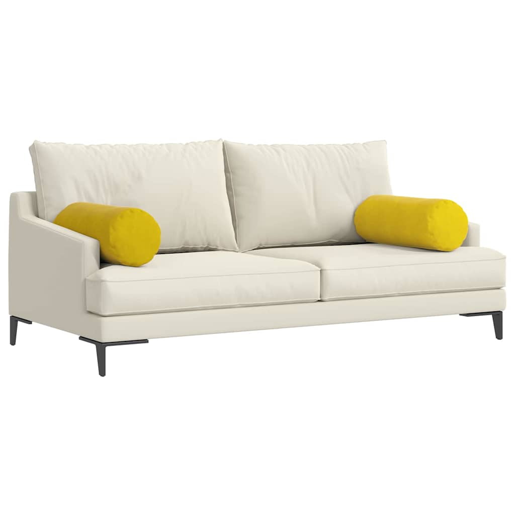 Cuscini a rullo 2 pcs Giallo Ã˜ 25 x 70 cm Tessuto in Cords