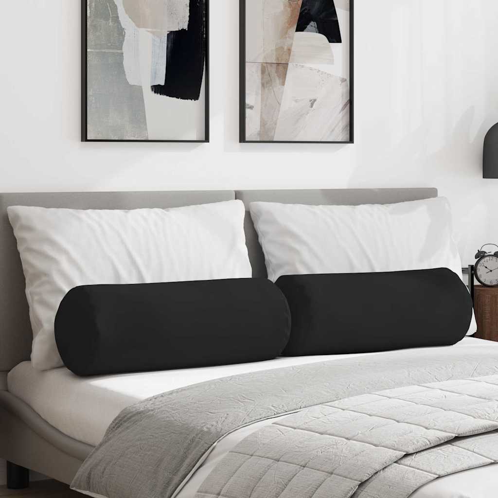 Cuscini a rullo 2 pcs Nero Ã˜ 25 x 70 cm Tessuto in Microfibra