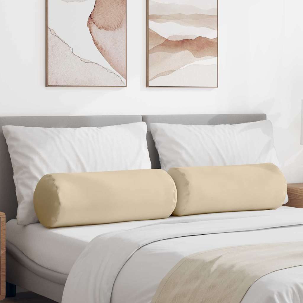 Cuscini a rullo 2 pcs Crema Ã˜ 25 x 70 cm Tessuto in Microfibra