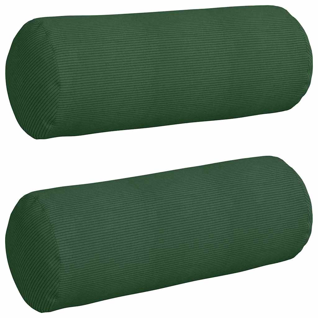 Cuscini a rullo 2 pcs Verde Scuro Ã˜ 25 x 70 cm Tessuto in Cords