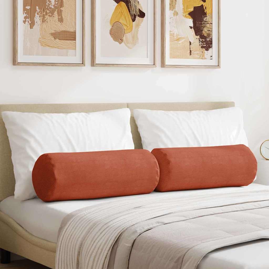 Cuscini a rullo 2 pcs Rosso Arancio Ã˜ 25 x 70 cm