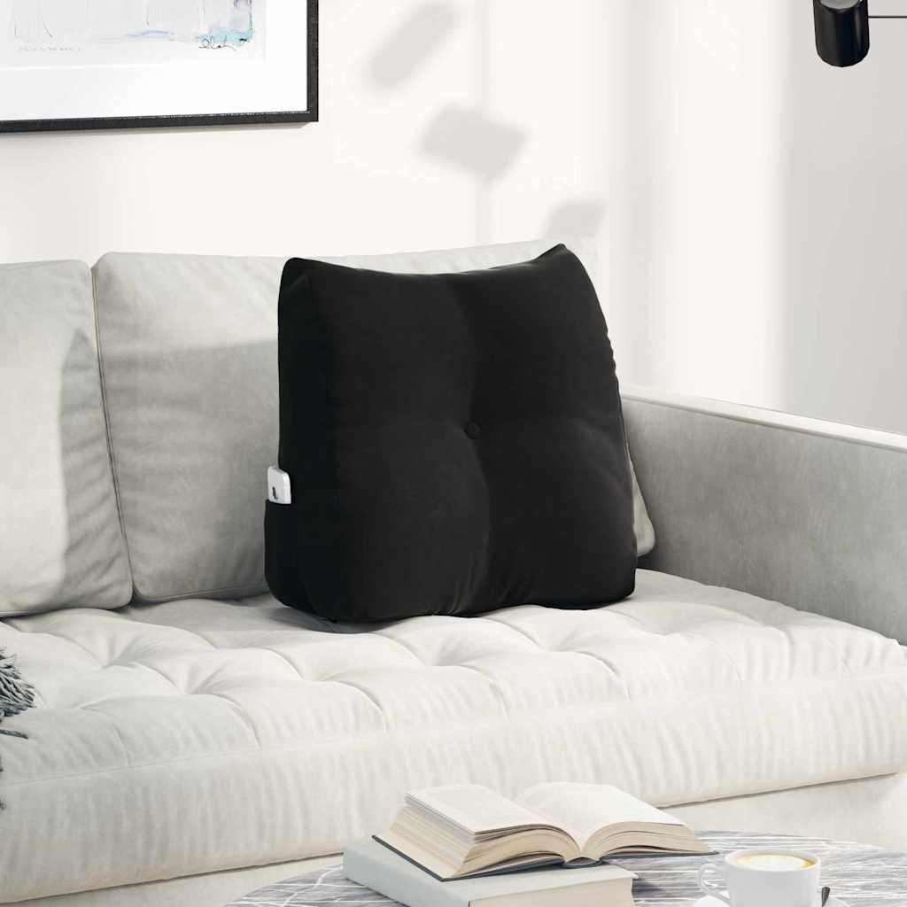 Cuscino per Schiena Nero 45 x 24 x 50 cm Velluto