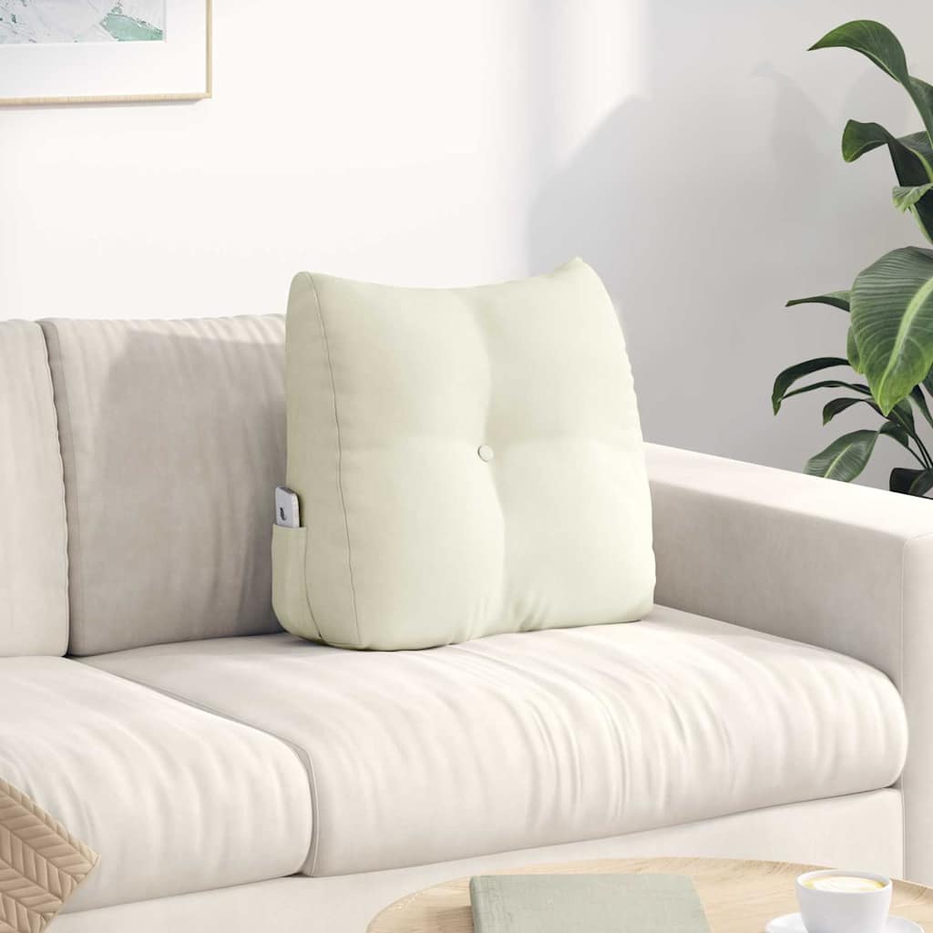 Cuscino per Schiena Crema 45 x 24 x 50 cm Velluto
