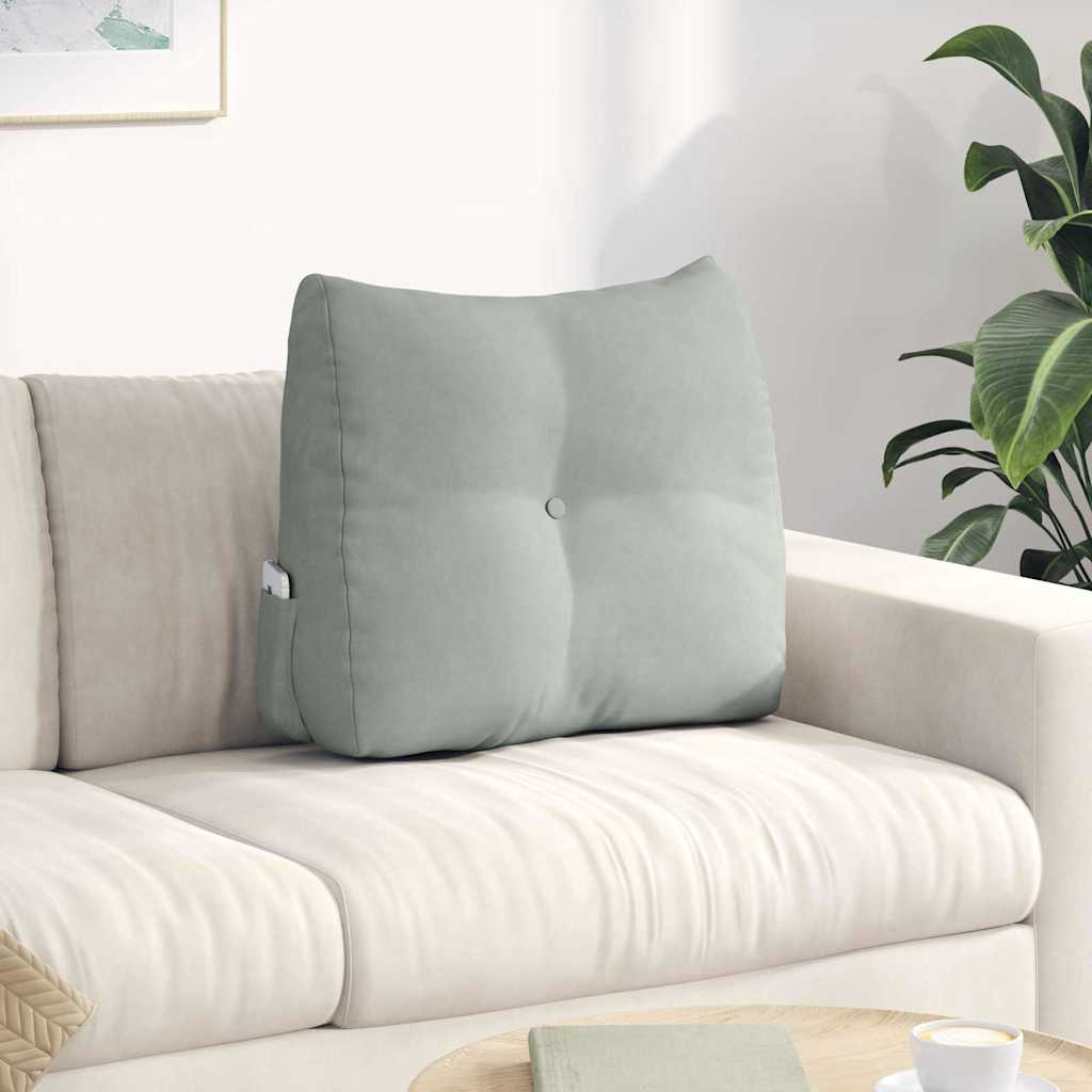 Cuscino per Schiena Grigio chiaro 60 x 24 x 50 cm Velluto