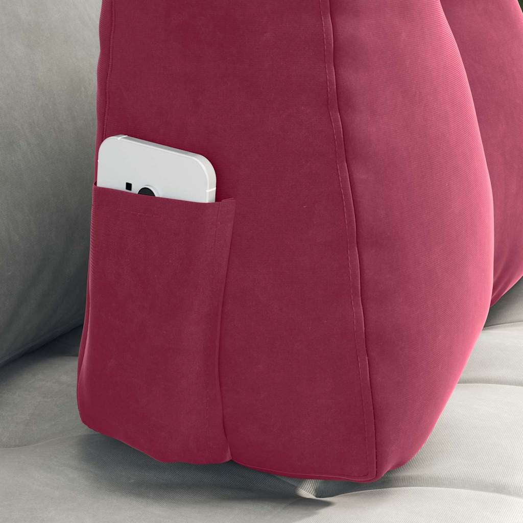Cuscino per Schiena Rosso Vino 60 x 24 x 50 cm Velluto