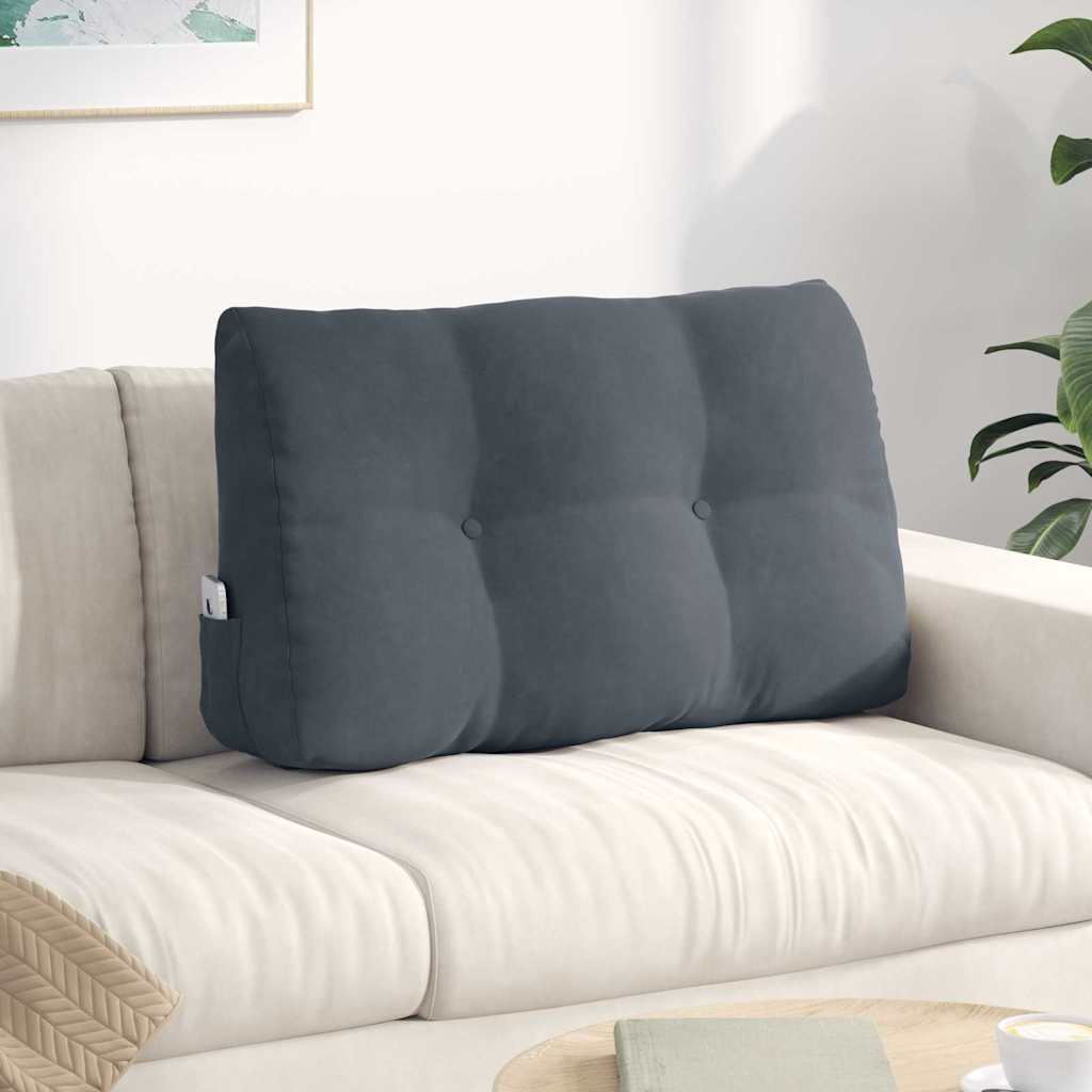 Cuscino per Schiena Grigio scuro 80 x 24 x 50 cm Velluto
