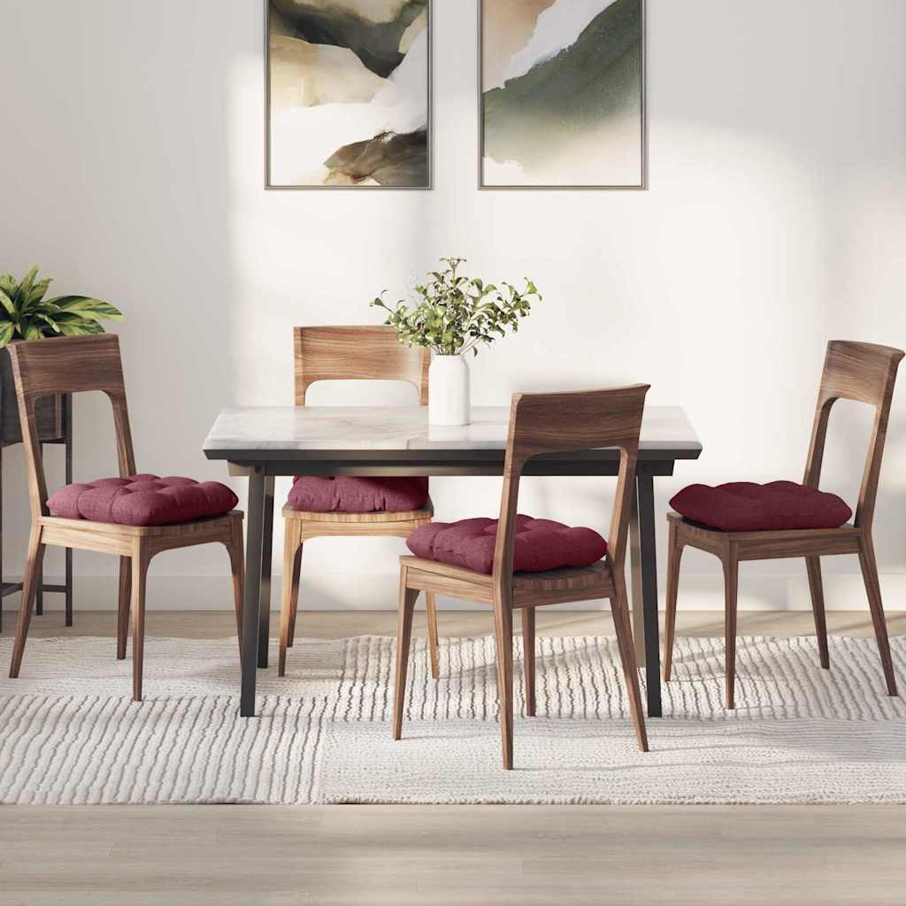 Cuscini per Seduta 4 pcs Rosso Vino 40 x 40 x 12 cm Tessuto