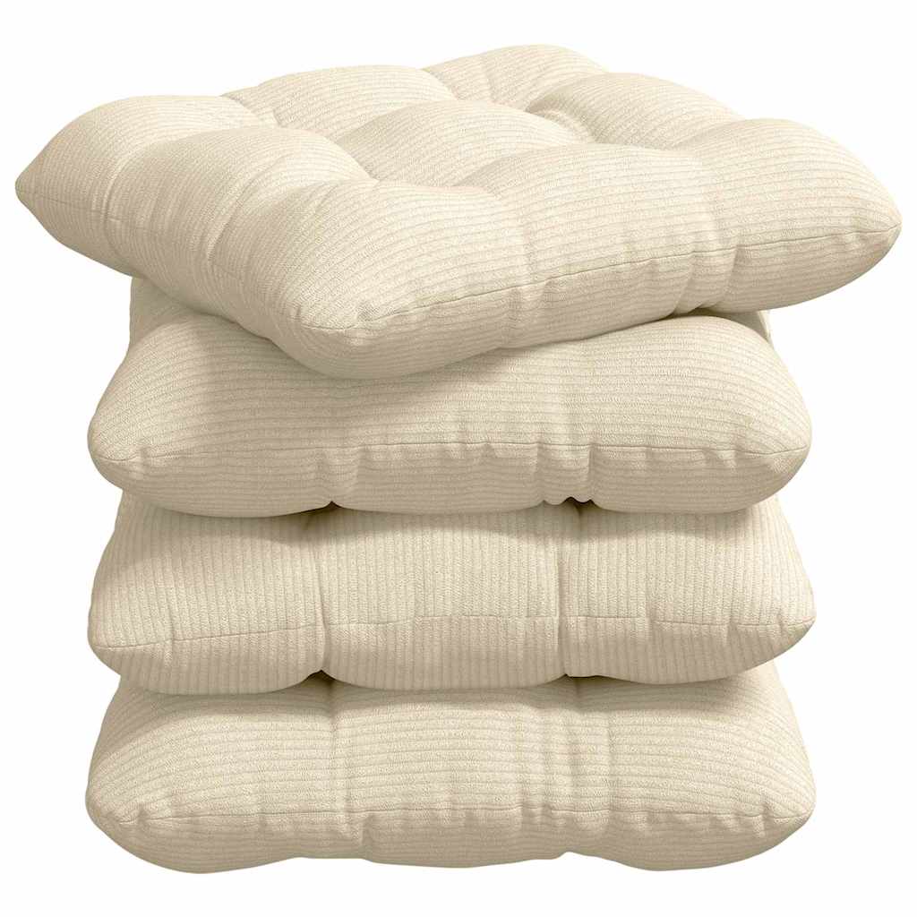 Cuscini per Seduta 4 pcs Crema 40 x 40 cm Tessuto in Cords
