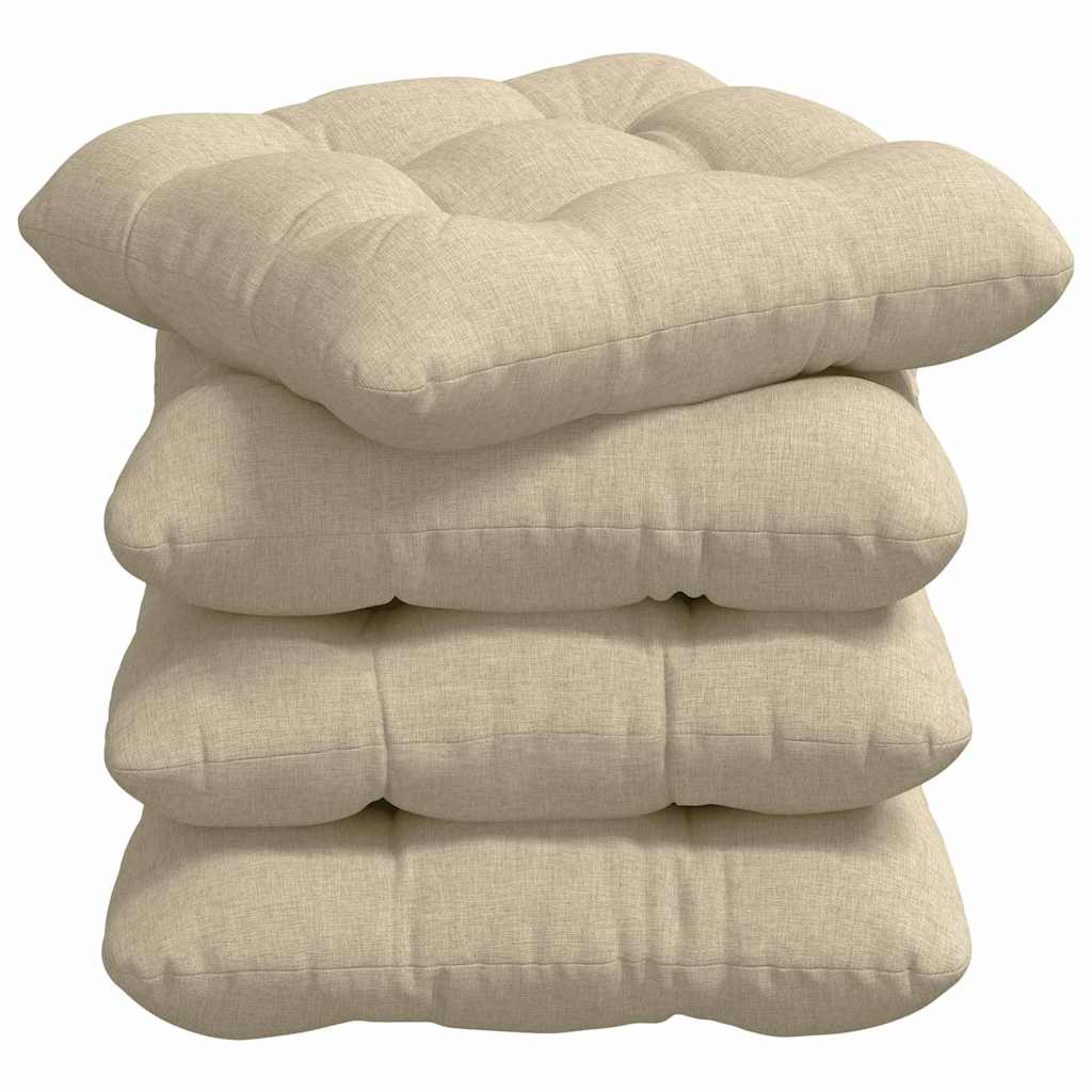 Cuscini per Seduta 4 pcs Crema 45 x 45 x 12 cm Tessuto
