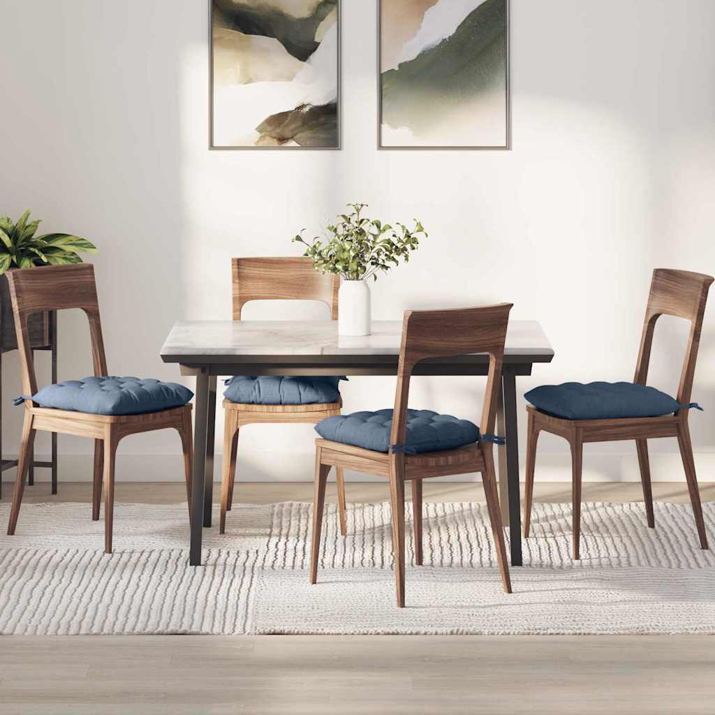Cuscini per Seduta 4 pcs Blu 40 x 40 x 6 cm Tessuto in Cords