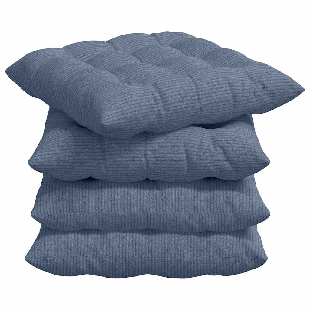 Cuscini per Seduta 4 pcs Blu 40 x 40 x 6 cm Tessuto in Cords