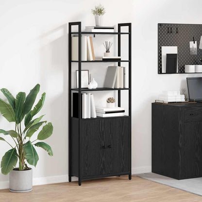 Armadio per Libri Rovere Nero 60 x 24 x 161 cm