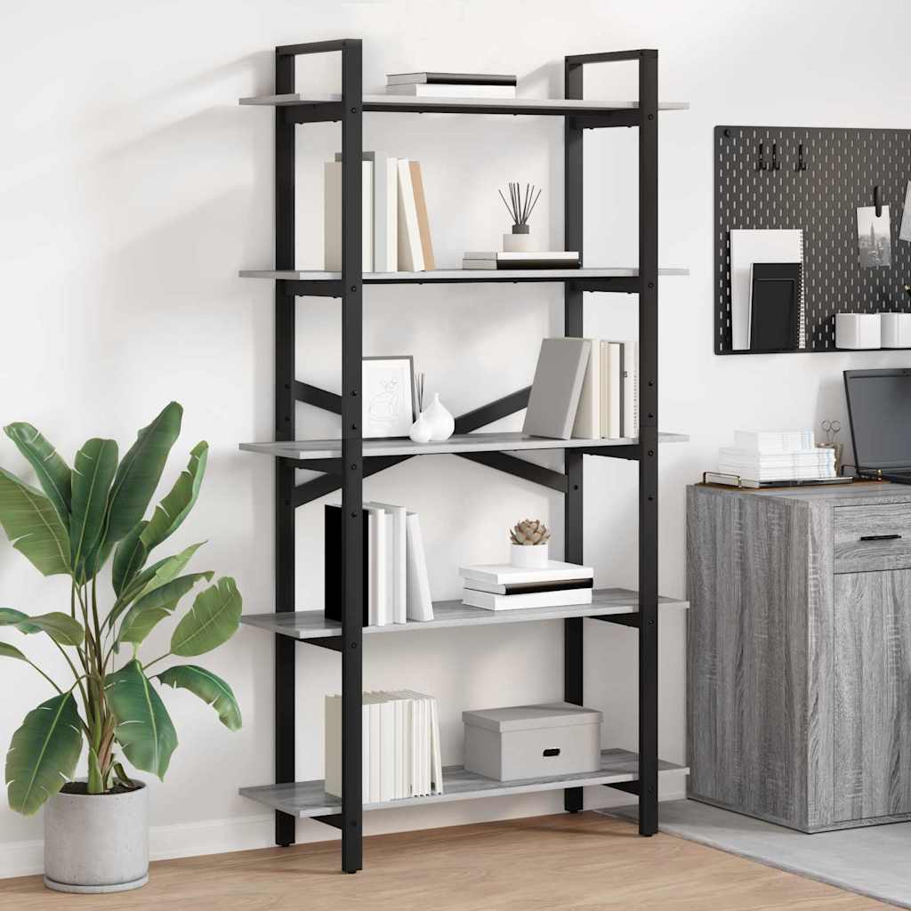 Libreria Grigio Sonoma 100 x 33,5 x 178 cm Legno multistrato