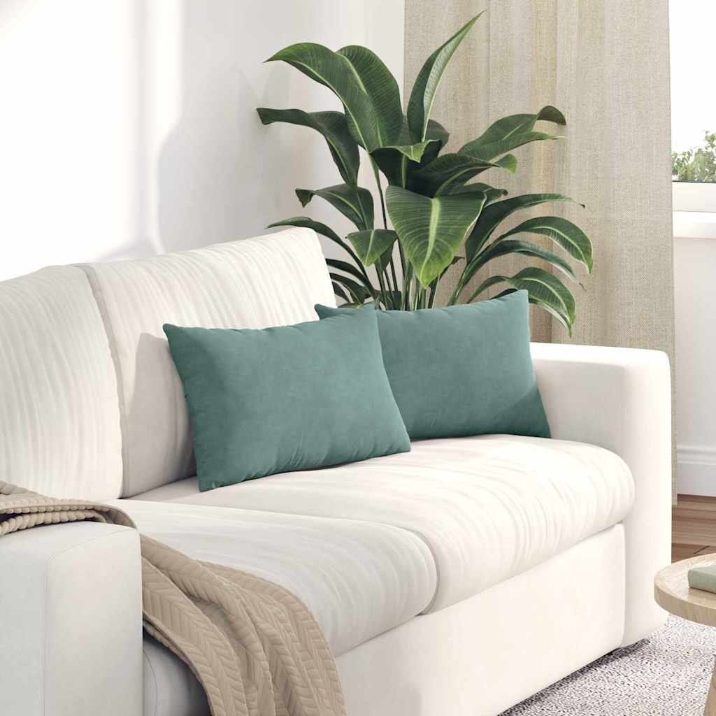 Cuscini da Divano 2 pcs Verde Mare 50 x 30 cm Tessuto in Cords