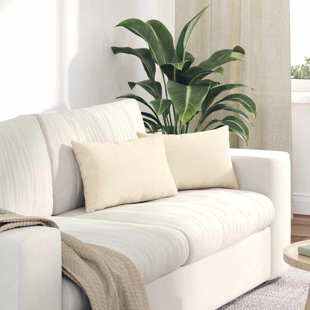Cuscini da Divano 2 pcs Crema 50 x 30 cm Tessuto in Cords