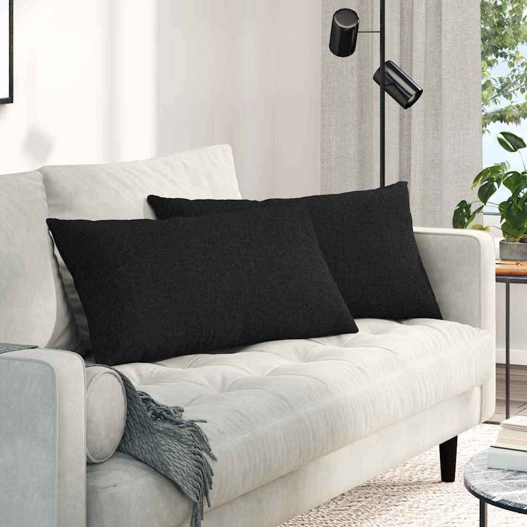 Cuscini da Divano 2 pcs Nero 80 x 40 cm Tessuto