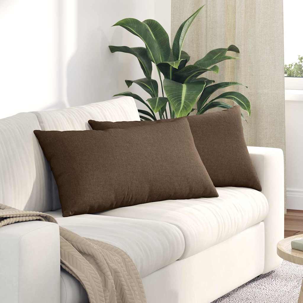 Cuscini da Divano 2 pcs Marrone 80 x 40 cm Tessuto
