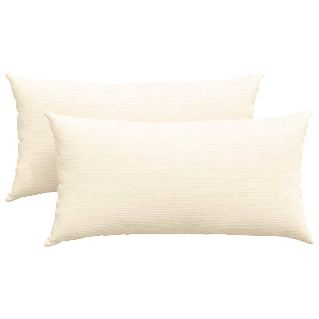 Cuscini da Divano 2 pcs Crema 80 x 40 cm Tessuto in Cords