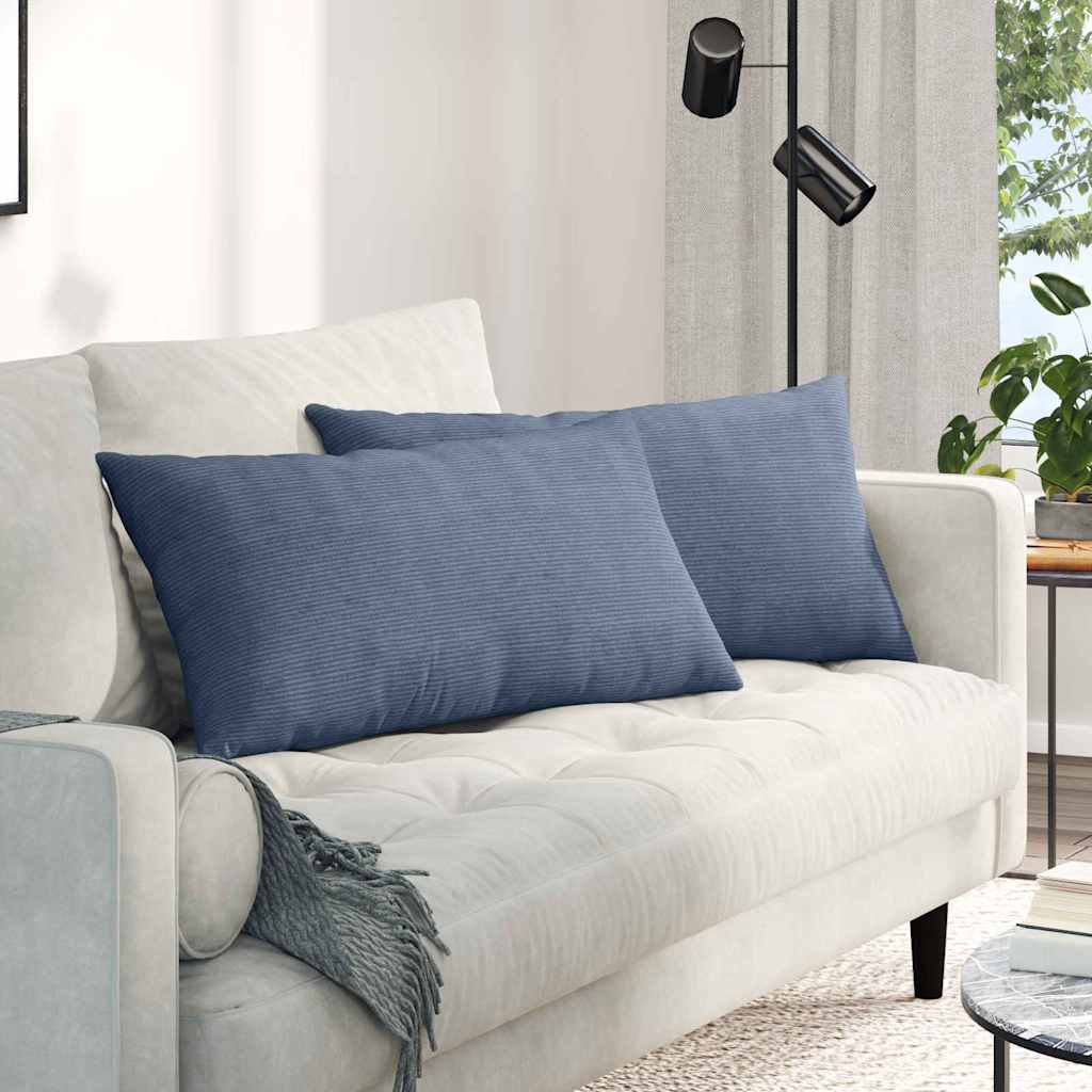 Cuscini da Divano 2 pcs Blu 80 x 40 cm Tessuto in Cords