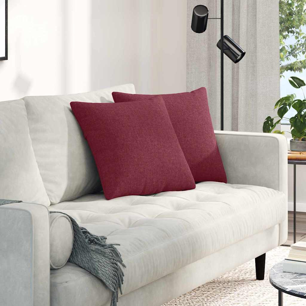 Cuscini da Divano 2 pcs Rosso Vino 45 x 45 cm Tessuto