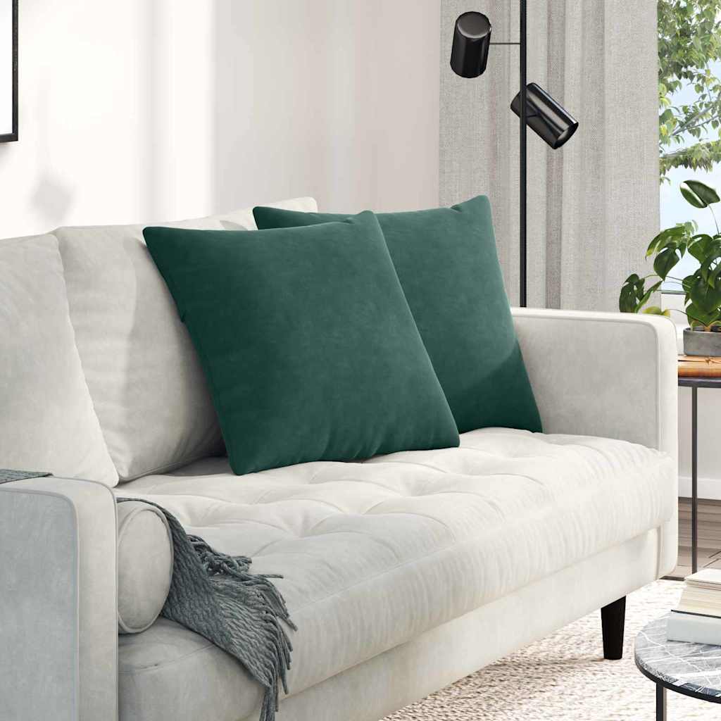 Cuscini da Divano 2 pcs Verde Scuro 50 x 50 cm Tessuto in Cords