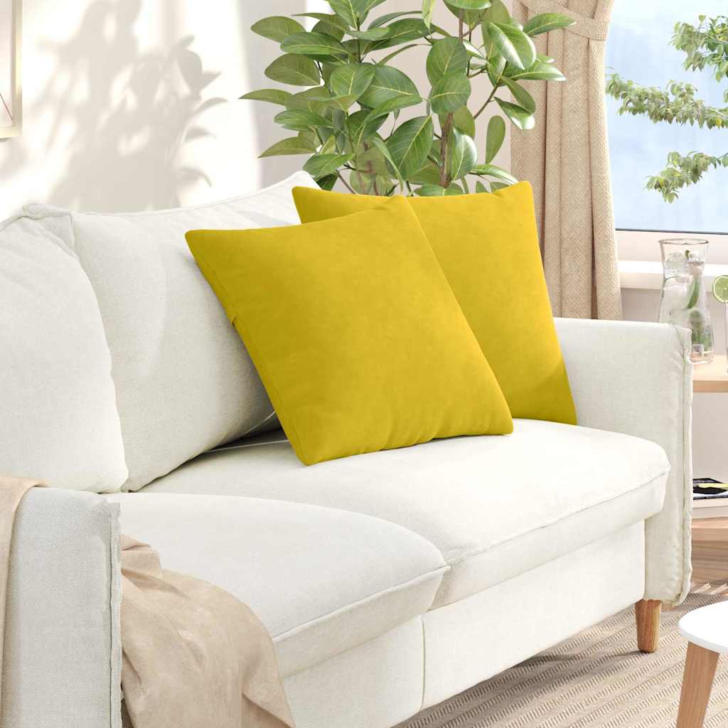 Cuscini da Divano 2 pcs Giallo 50 x 50 cm Tessuto in Cords